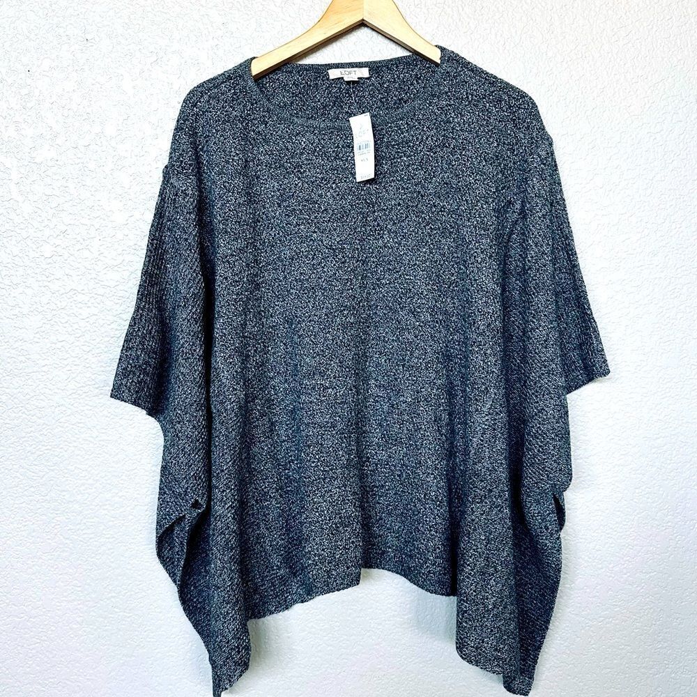 Ann Taylor LOFT Gray Poncho Shawl Sweater